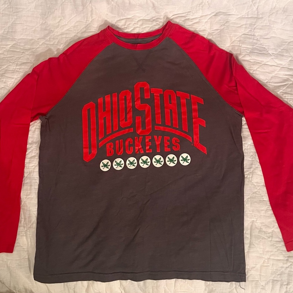 Ohio State Buckeyes Red and Gray Long Sleeve Shirt
